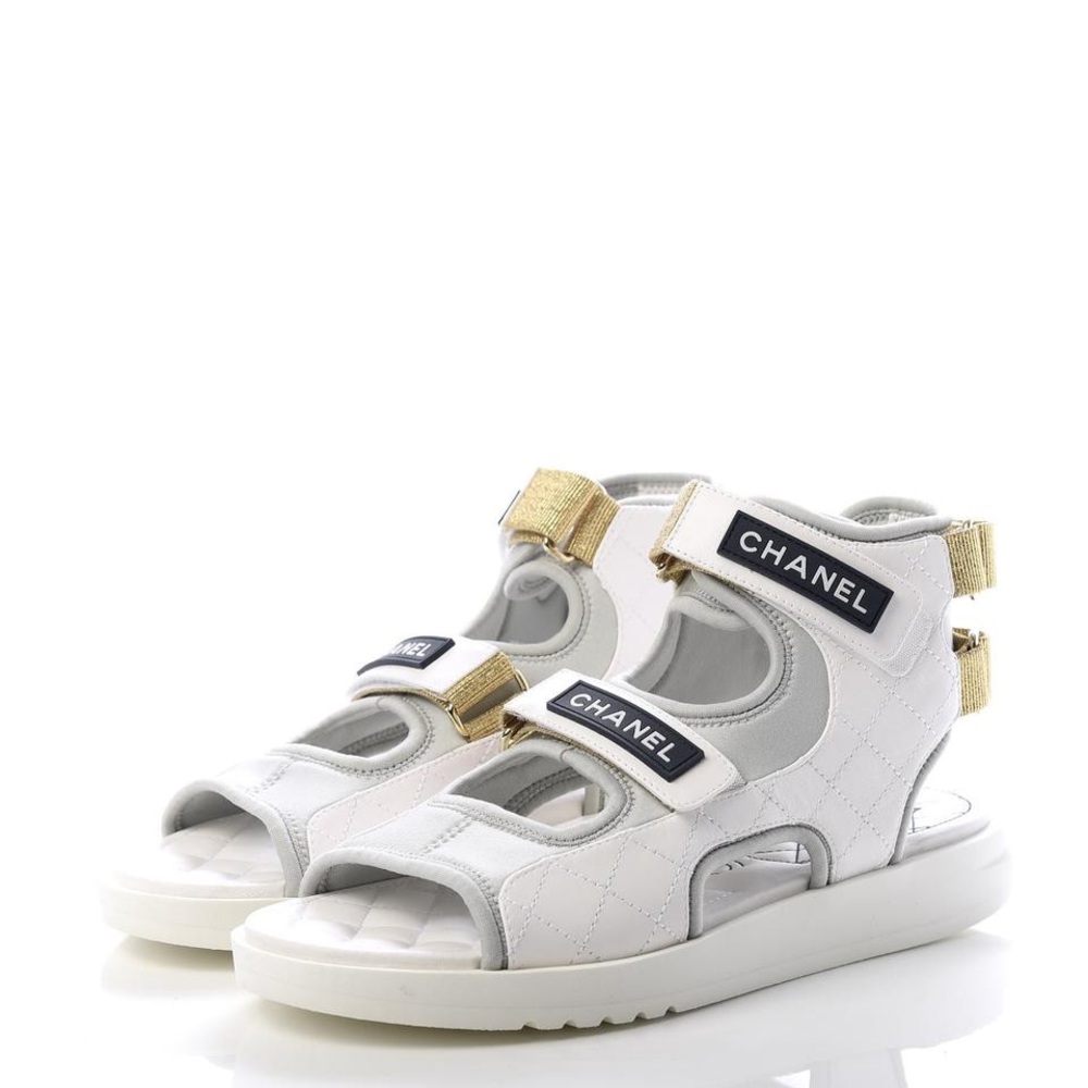 Chanel grey and white sandal size 39.5
